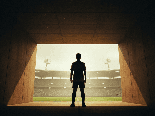 スタジアムへ向かうサッカー選手