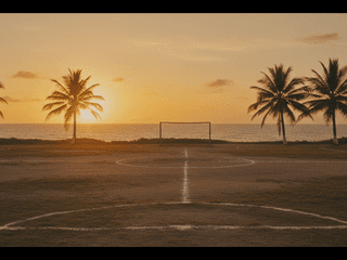 夕暮れのサッカー場